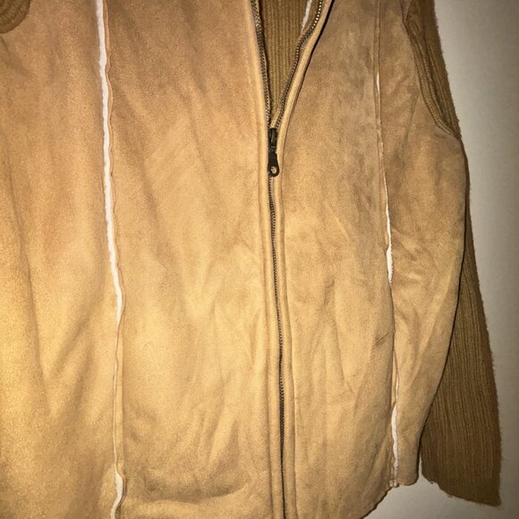 By Design Sport Y2K Tan Suede & Knit Zip Jacket - Early 2000s Vibes - Picture 4 of 4